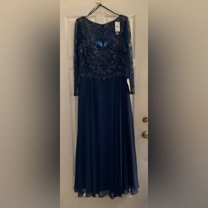 Brand new with tags XSCAPE navy blue sequined gown. Size 16